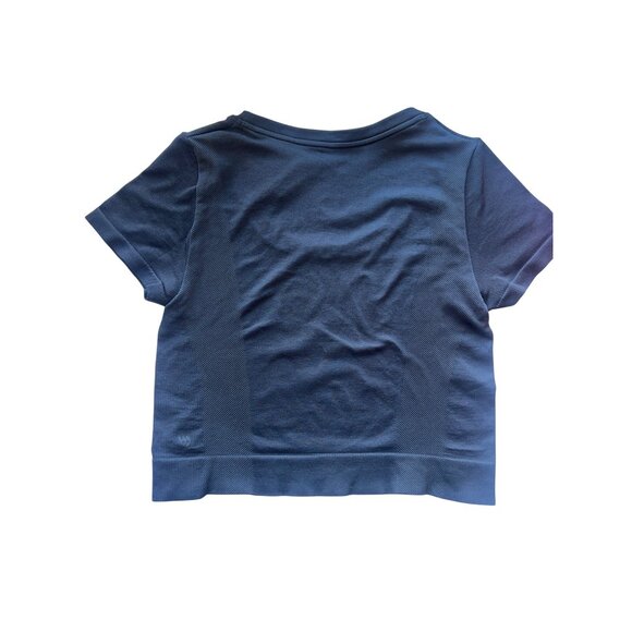 All In Motion Womens Rib Seamless Cropped Tee Black Size Large Moisture Wicking - Picture 2 of 6